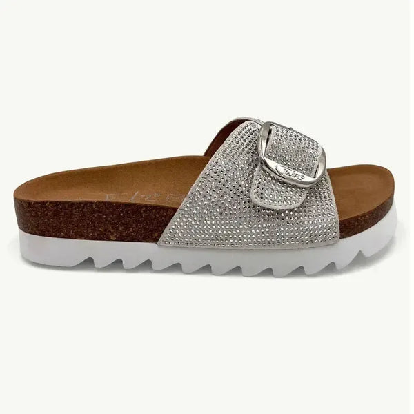 Julz Mason Leather Sandal - White Diamante