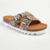 Julz Megan Leather Double Buckle Footbed Sandal - Leopard-Julz-Buy shoes online