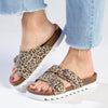 Julz Megan Leather Double Buckle Footbed Sandal - Leopard-Julz-Buy shoes online