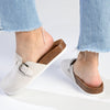 Julz Nahla Leather Mule With Buckle Detail- Light Grey-Julz-Buy shoes online