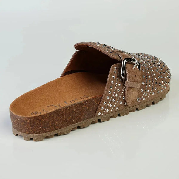 Julz Nahle Diamante Leather Mule - Hazelnut