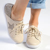 Julz Nicki Leather Sneaker With Star Detail - Beige-Julz-Buy shoes online