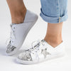 Julz Nicki Leather Sneaker With Star Detail -White/Silver-Julz-Buy shoes online