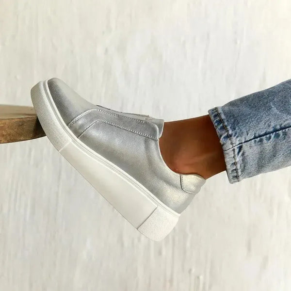 Julz Serena Leather Sneaker - Silver