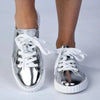 Julz Valentina Leather Sneaker With Star Detail - Silver