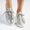 Julz Valentina Leather Sneaker With Star Detail - Silver-Julz-Buy shoes online