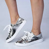 Julz Valentina Leather Sneaker With Star Detail - Silver