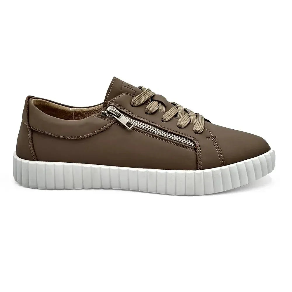 Julz Valentina With Zip Leather Sneaker - Coffee | Shoe Box Online Julz Valentina With Zip Leather Sneaker - Coffee | Shoe Box Online