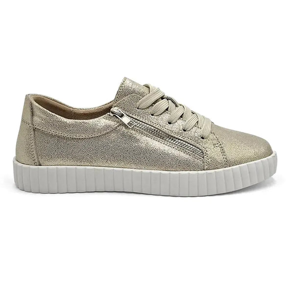 Julz Valentina With Zip Leather Sneaker - Gold Shimmer