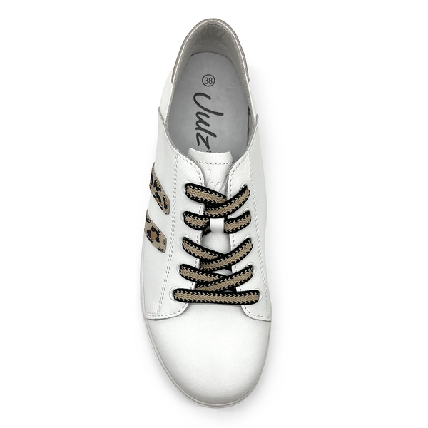 Julz Vicki Leather Sneaker - White Leopard Stripes