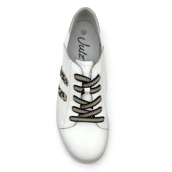 Julz Vicki Leather Sneaker - White Leopard Stripes