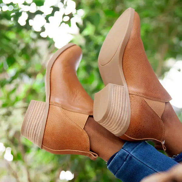 Julz Yada Leather Ankle Boot - Caramel