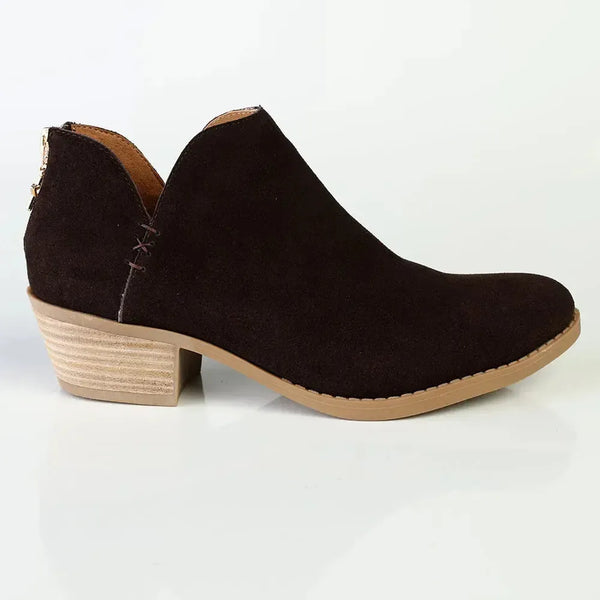 Julz Yara Leather Ankle Boot - Dark Brown