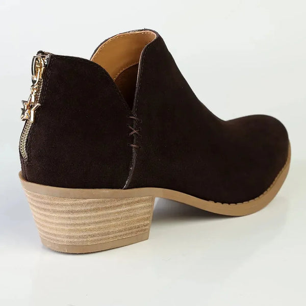 Julz Yara Leather Ankle Boot - Dark Brown