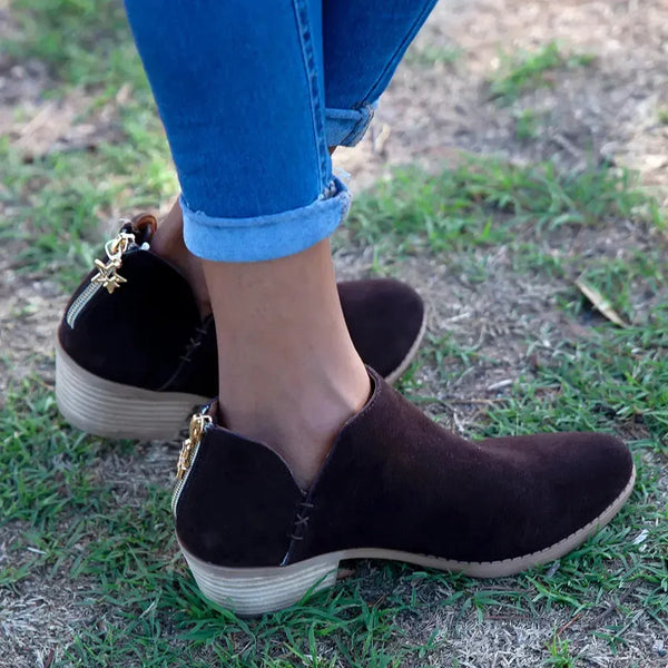 Julz Yara Leather Ankle Boot - Dark Brown