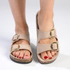 Madison 2 Buckle Comfort BF Sandals - Beige-Alessio-Buy shoes online