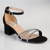 Madison Alice 3 Diamond Strap Block Heel - Black-Madison Heart of New York-Buy shoes online