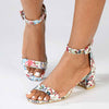 Madison Amira Block Heel Sandal - White Floral-Madison Heart of New York-Buy shoes online