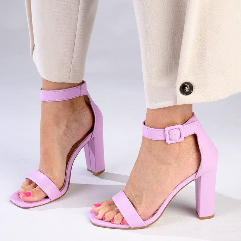 Lodi Safine Pleated Leather Heeled Shoes, Lilac - McElhinneys