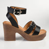 Madison Annie Clog Ankle Buckle Sandal - Black-Madison Heart of New York-Buy shoes online