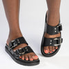 Madison Ayla Double Strap Sandals - Black-Madison Heart of New York-Buy shoes online