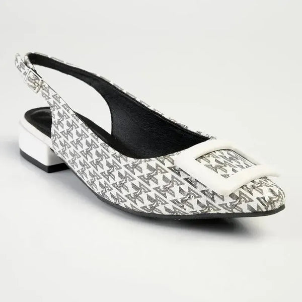 Madison Babette Closed Toe Printed Slingback - White Multi