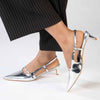 Madison Baila Kitten Slingback Heels - Silver-Madison Heart of New York-Buy shoes online