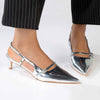 Madison Baila Kitten Slingback Heels - Silver-Madison Heart of New York-Buy shoes online