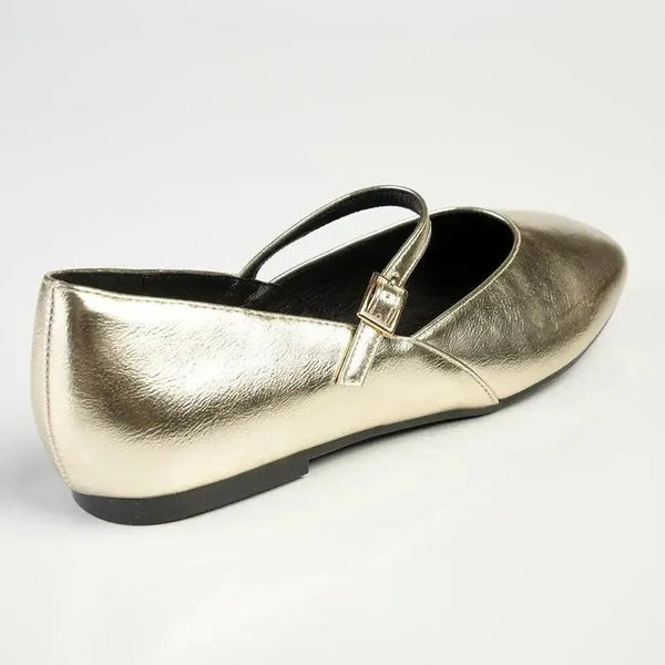 Madison Bambi Pump With Buckle Strap - Gold