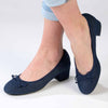 Madison Belen Low Block Heel Court with Bow - Dark Blue-Madison Heart of New York-Buy shoes online