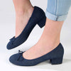 Madison Belen Low Block Heel Court with Bow - Dark Blue-Madison Heart of New York-Buy shoes online