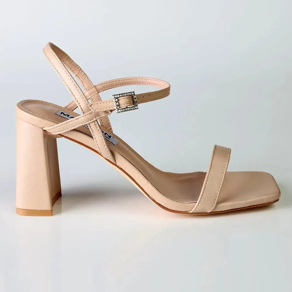 Madison Believe Strappy Block Heel Sandal - Nude