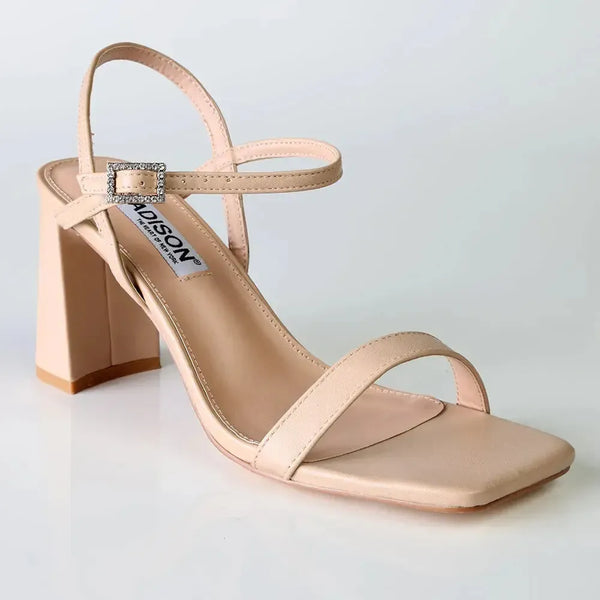 Madison Believe Strappy Block Heel Sandal - Nude