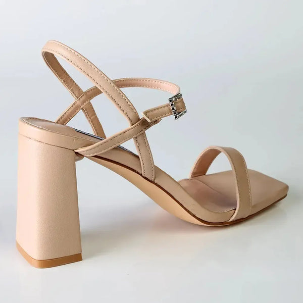 Madison Believe Strappy Block Heel Sandal - Nude