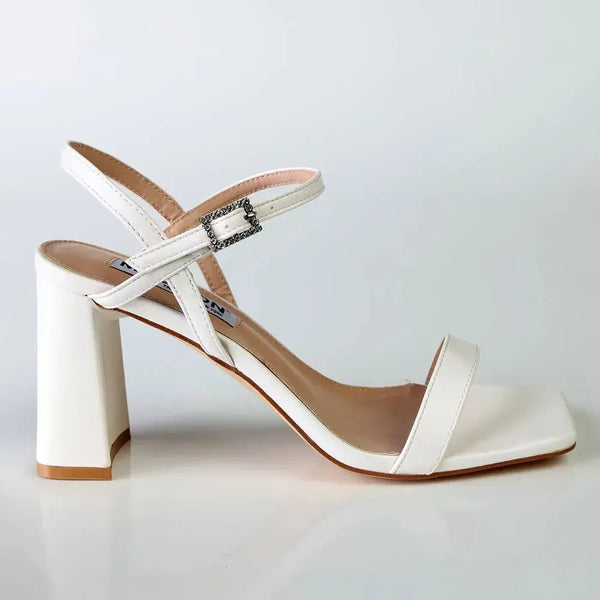 Madison Believe Strappy Block Heel Sandal - White