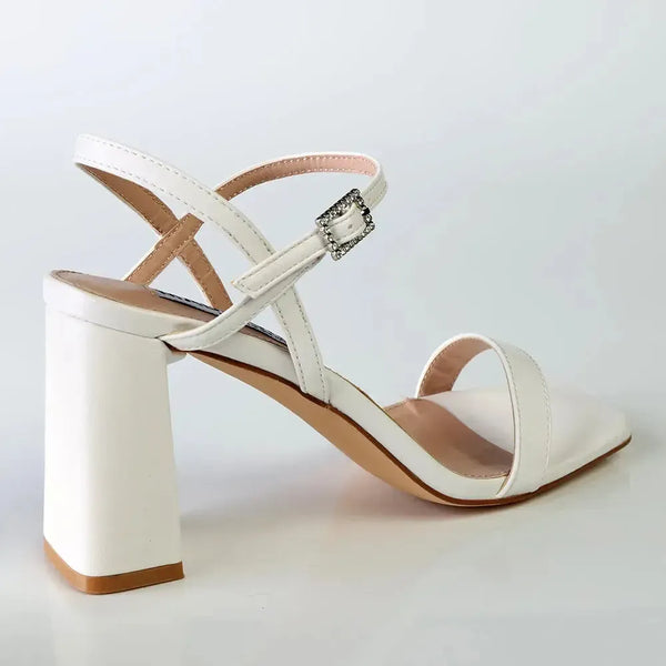 Madison Believe Strappy Block Heel Sandal - White