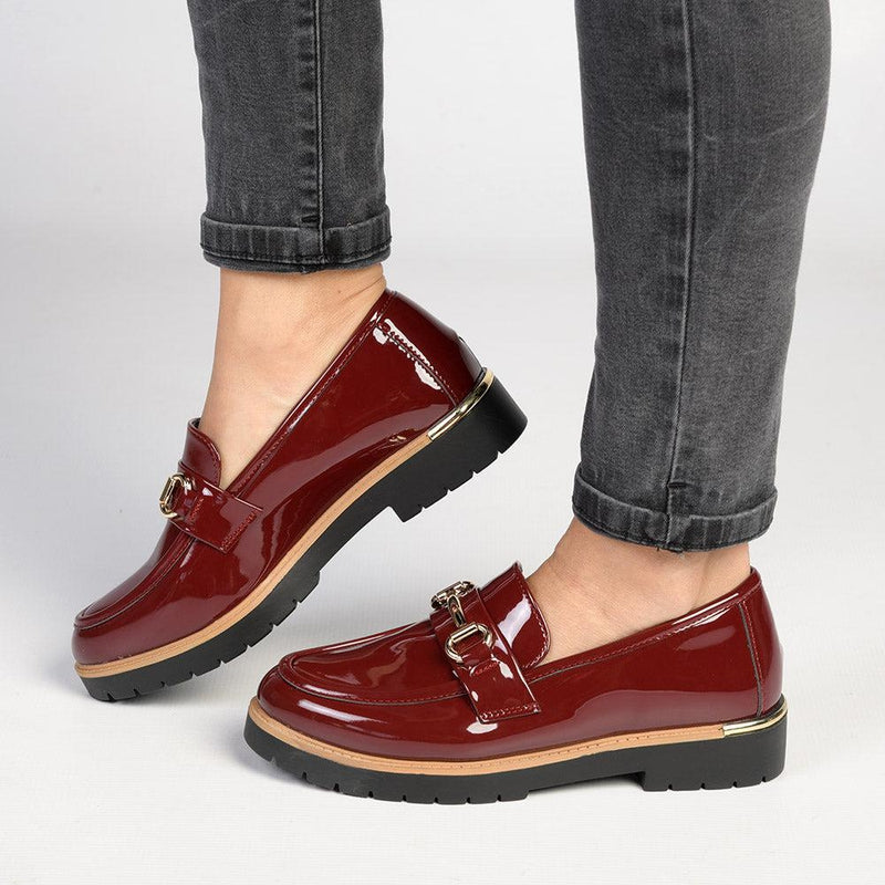 Burgundy 2025 patent loafers