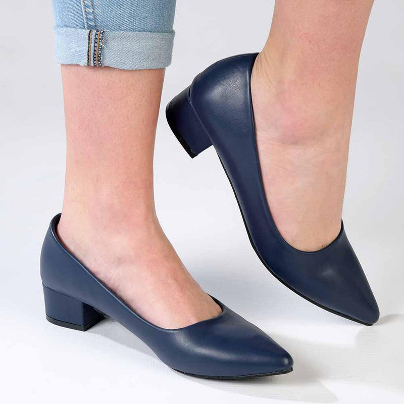 Madison Bernadette Low Block Heel Court Navy Shoe Box Online Store