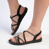 Madison Bling Flat Sandal - Black-Madison Heart of New York-Buy shoes online