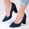 Madison Bora Low Block Heel Court - Dark Blue Denim-Madison Heart of New York-Buy shoes online