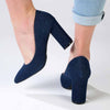 Madison Bora Low Block Heel Court - Dark Blue Denim-Madison Heart of New York-Buy shoes online