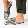 Madison Braidy Flat Mule With Trim - Pewter