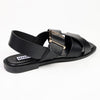 Madison Broad Strap Cross-over Sandals - Black