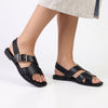 Madison Broad Strap Cross-over Sandals - Black