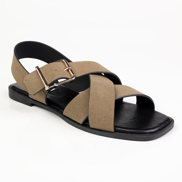 Madison Broad Strap Cross-over Sandals - Olive