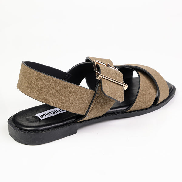 Madison Broad Strap Cross-over Sandals - Olive