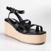 Madison Cara Strappy Weave Covered Wedge - Black-Madison Heart of New York-Buy shoes online