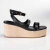 Madison Cara Strappy Weave Covered Wedge - Black-Madison Heart of New York-Buy shoes online