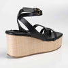 Madison Cara Strappy Weave Covered Wedge - Black-Madison Heart of New York-Buy shoes online