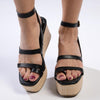 Madison Cara Strappy Weave Covered Wedge - Black-Madison Heart of New York-Buy shoes online